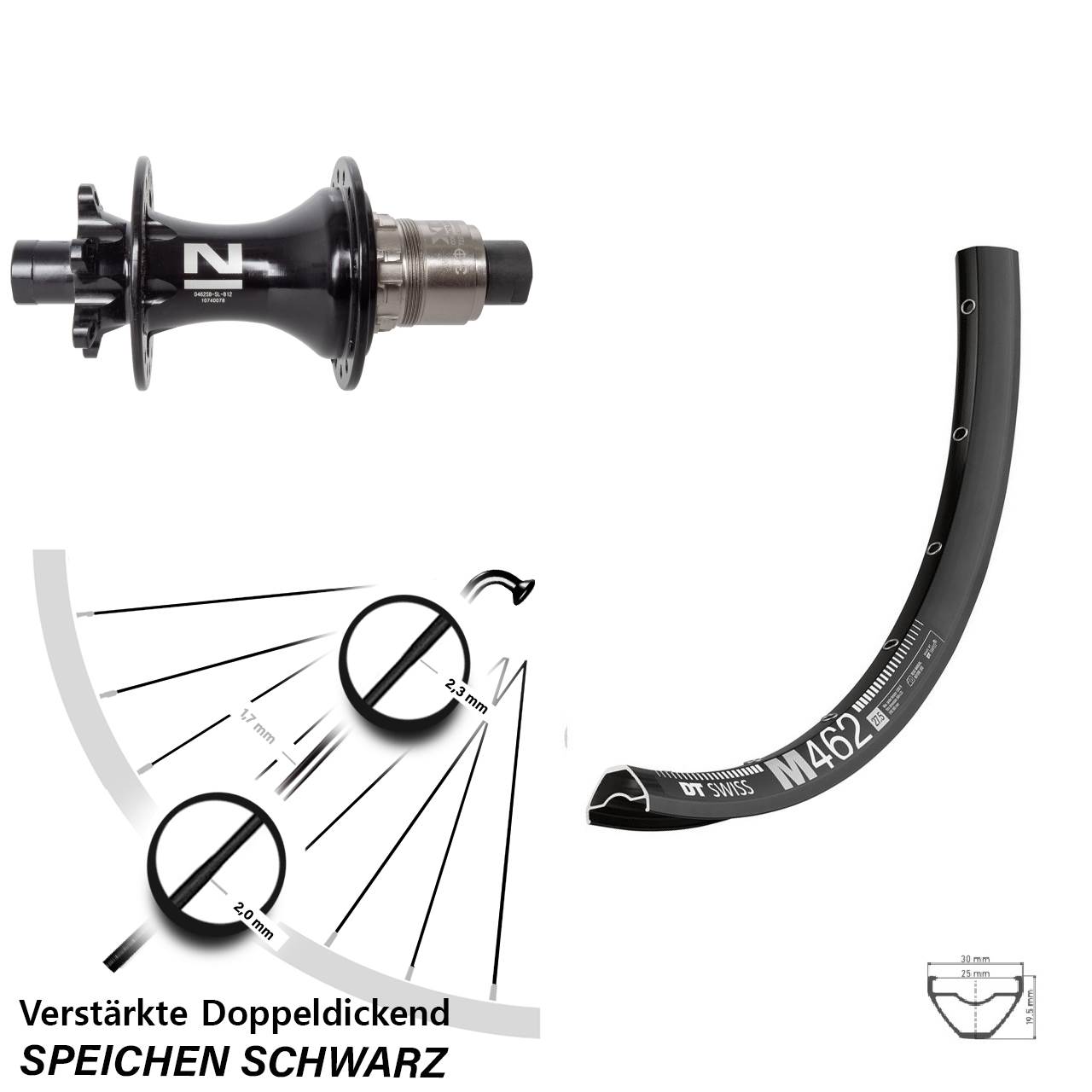 DT Swiss M 462 Novatec D462 27,5 Zoll Disc Hinterrad 12x148 SRAM XD