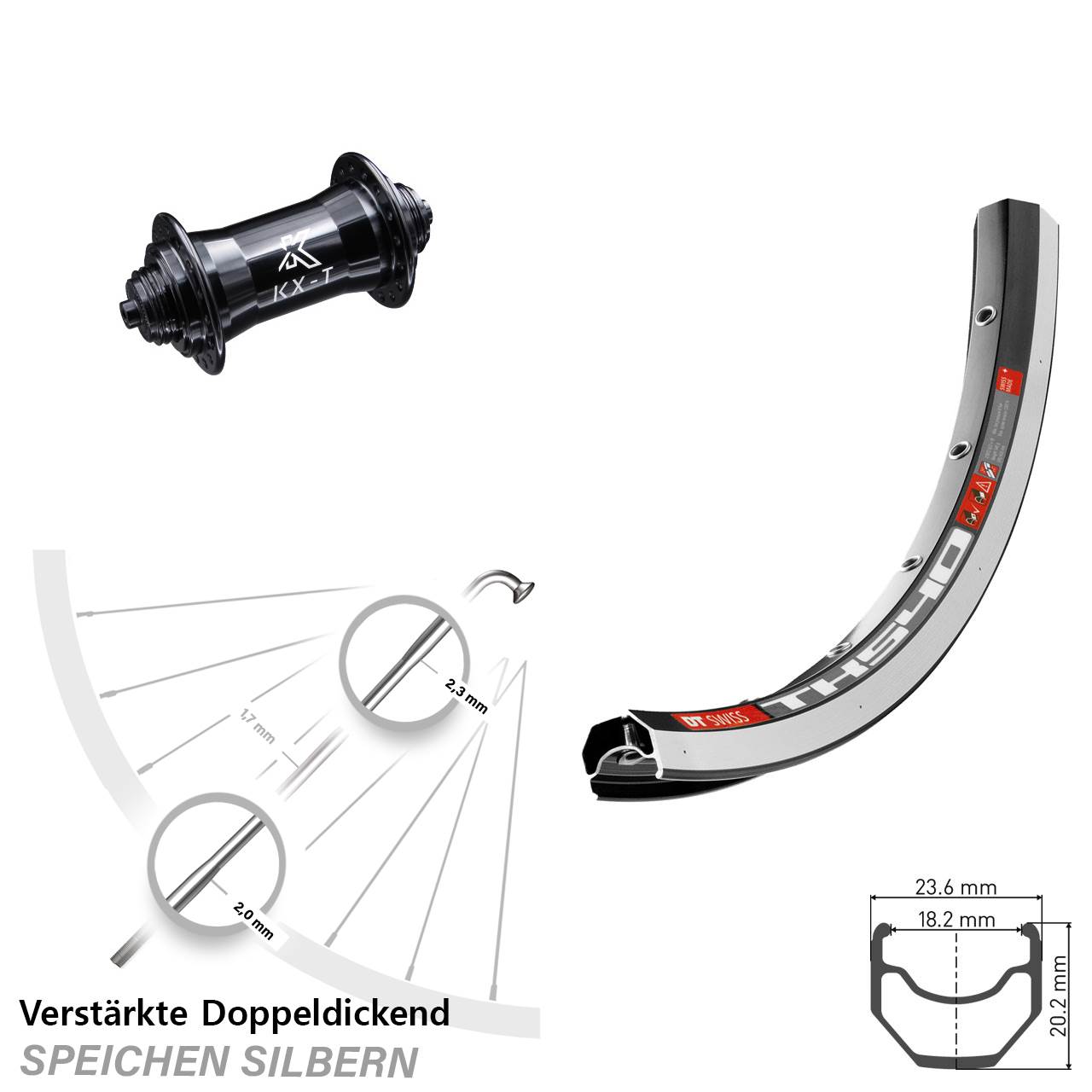 Vorderrad 28 Zoll DT Swiss TK540 KX-T für Schnellspanner