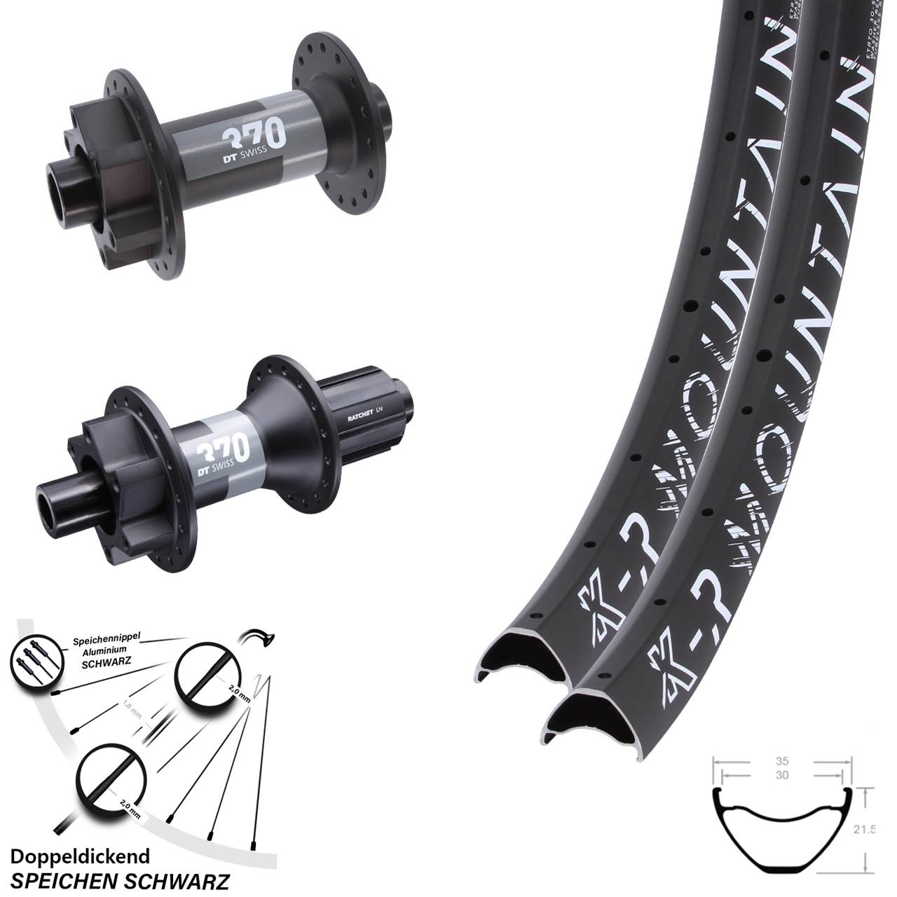 KX-R Mountain DT Swiss 370 29 Zoll 6-Loch Laufradsatz 15x110 12x148 8-11 fach