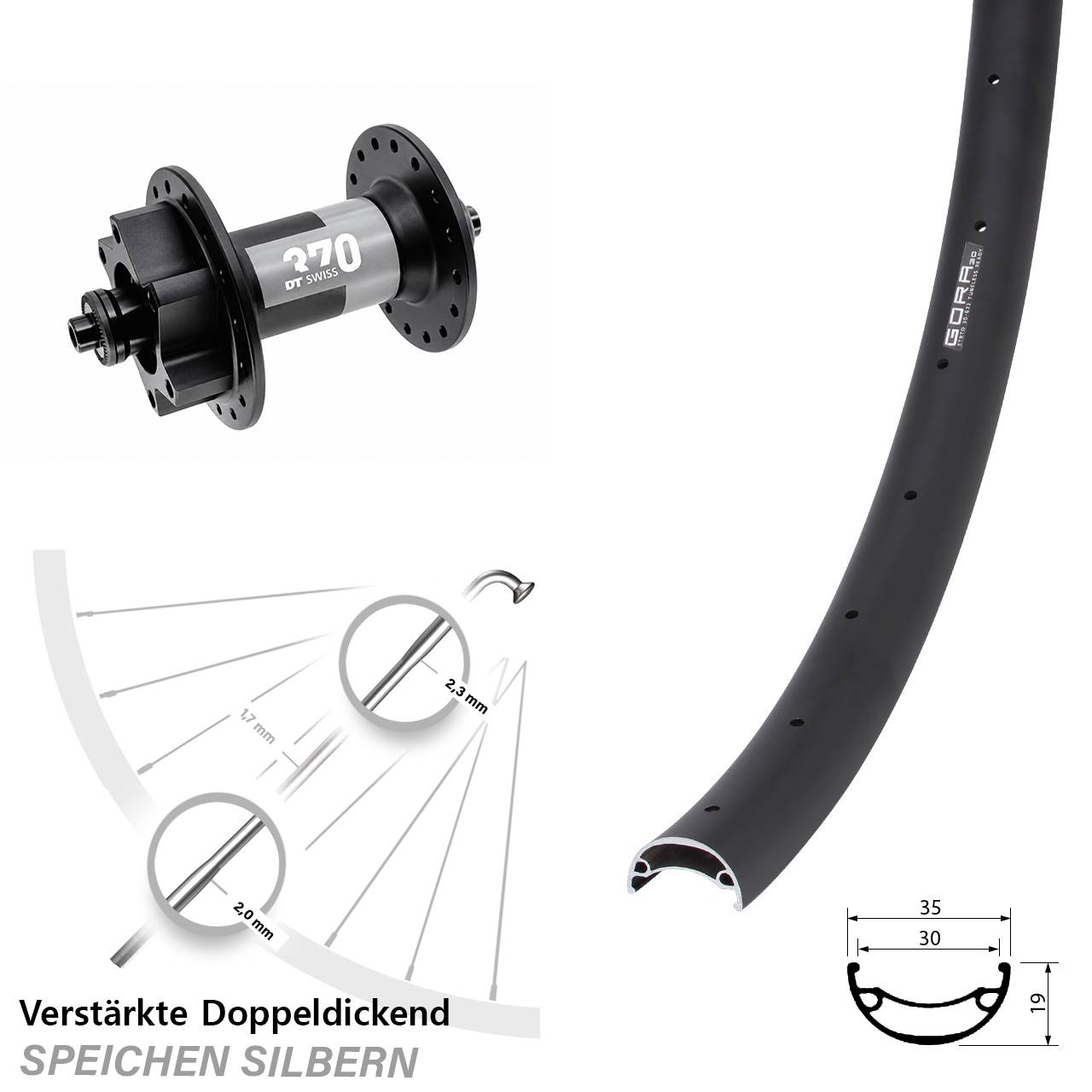 Disc Laufrad 26 Zoll Gora 30 DT Swiss 370 QR