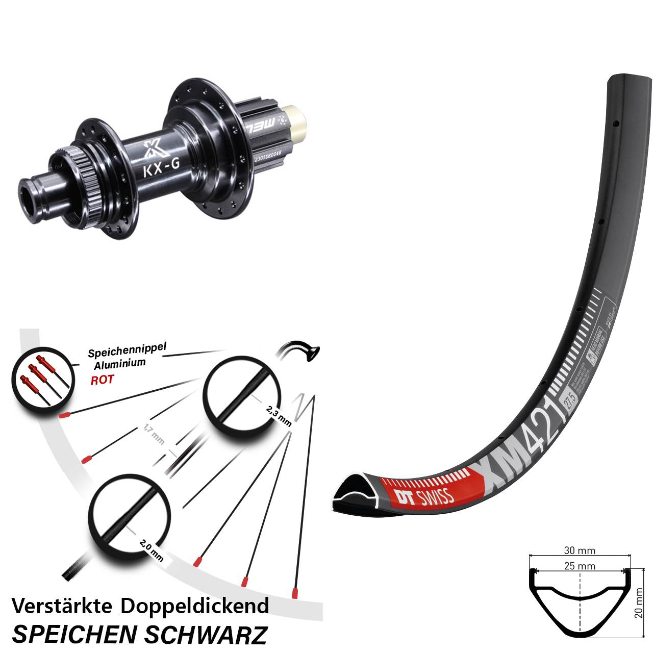 27,5 Zoll DT Swiss XM 421 KX-G Hinterrad Centerlock 12x142 Campa N3W