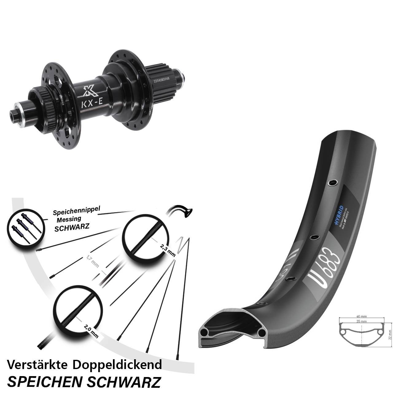 Hinterrad Centerlock 27,5 Zoll DT Swiss U 683 KX-E Micro Spline für Schnellspanner