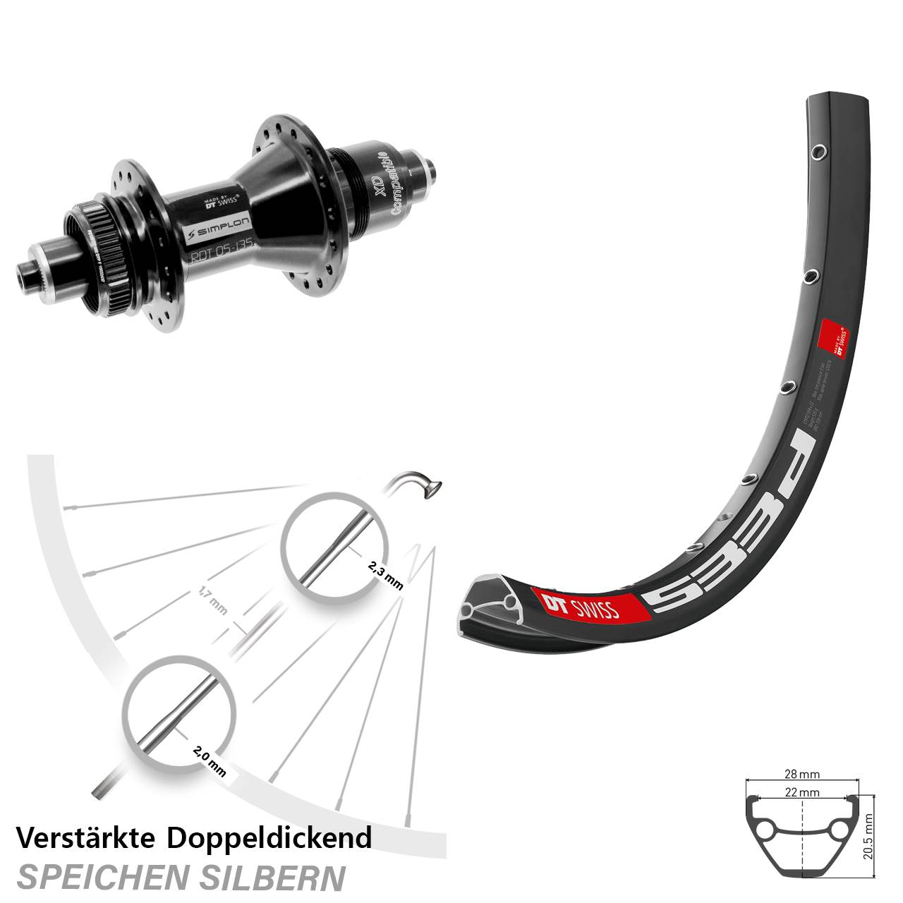 DT Swiss 533 D-370 28-29 Zoll Disc Hinterrad QR XD 11-12 fach