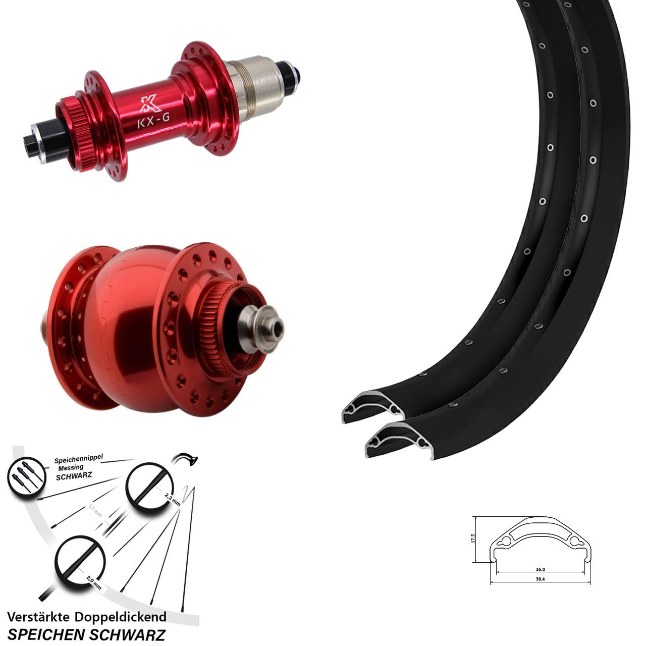 Disc Laufradsatz 29 Zoll Ryde Disc 35 KX-G rot SON 28 SRAM XDR QR