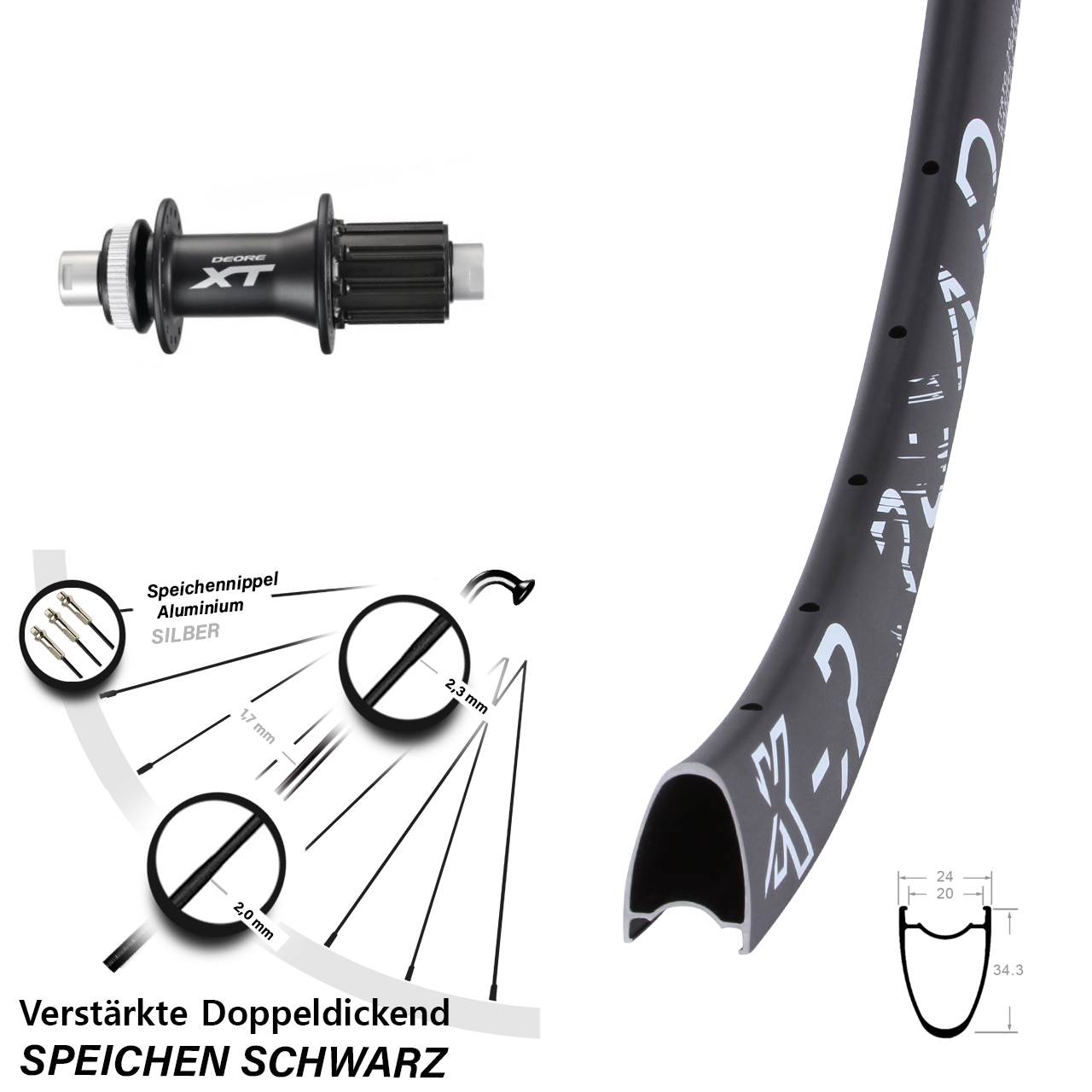 Disc Hinterrad 12x142 28 Zoll KX-R Road Shimano XT 8-11 fach HG