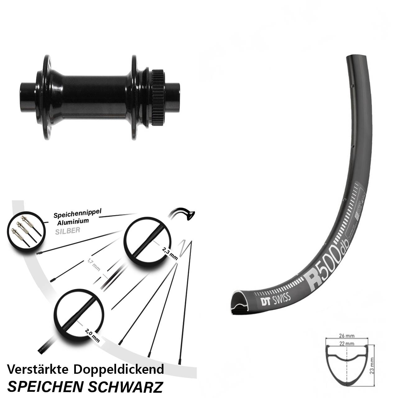 Vorderrad Centerlock 12x100 28-29 Zoll DT Swiss R 500 Formula CL-712