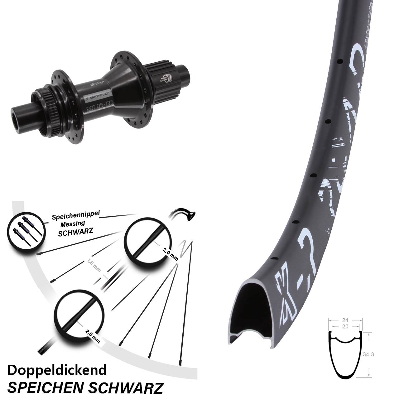 KX R Road DT Swiss 370 Hybrid 28 Zoll Centerlock Hinterrad 12x142 Micro Spline