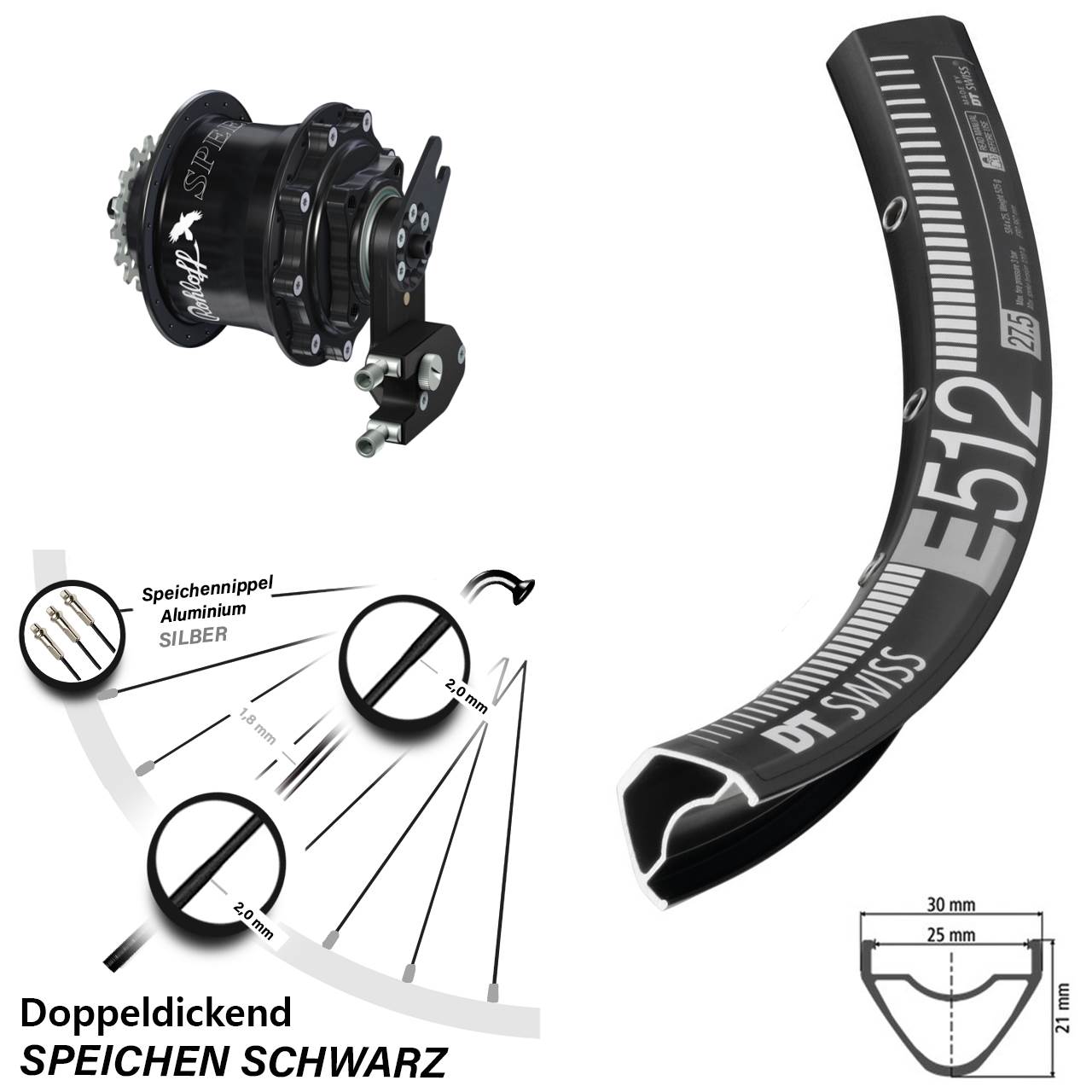 DT Swiss E 512 Hinterrad 29 Zoll mit Rohloff Speedhub CC OEM2