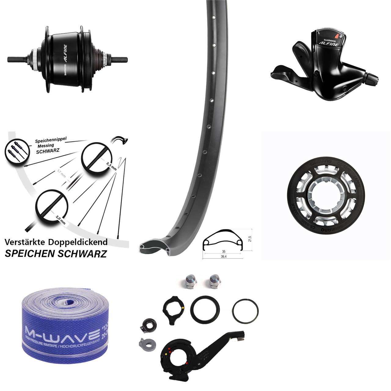 27,5 Zoll Hinterrad Ambrosio E35 Shimano Alfine 8 Gang Centerlock