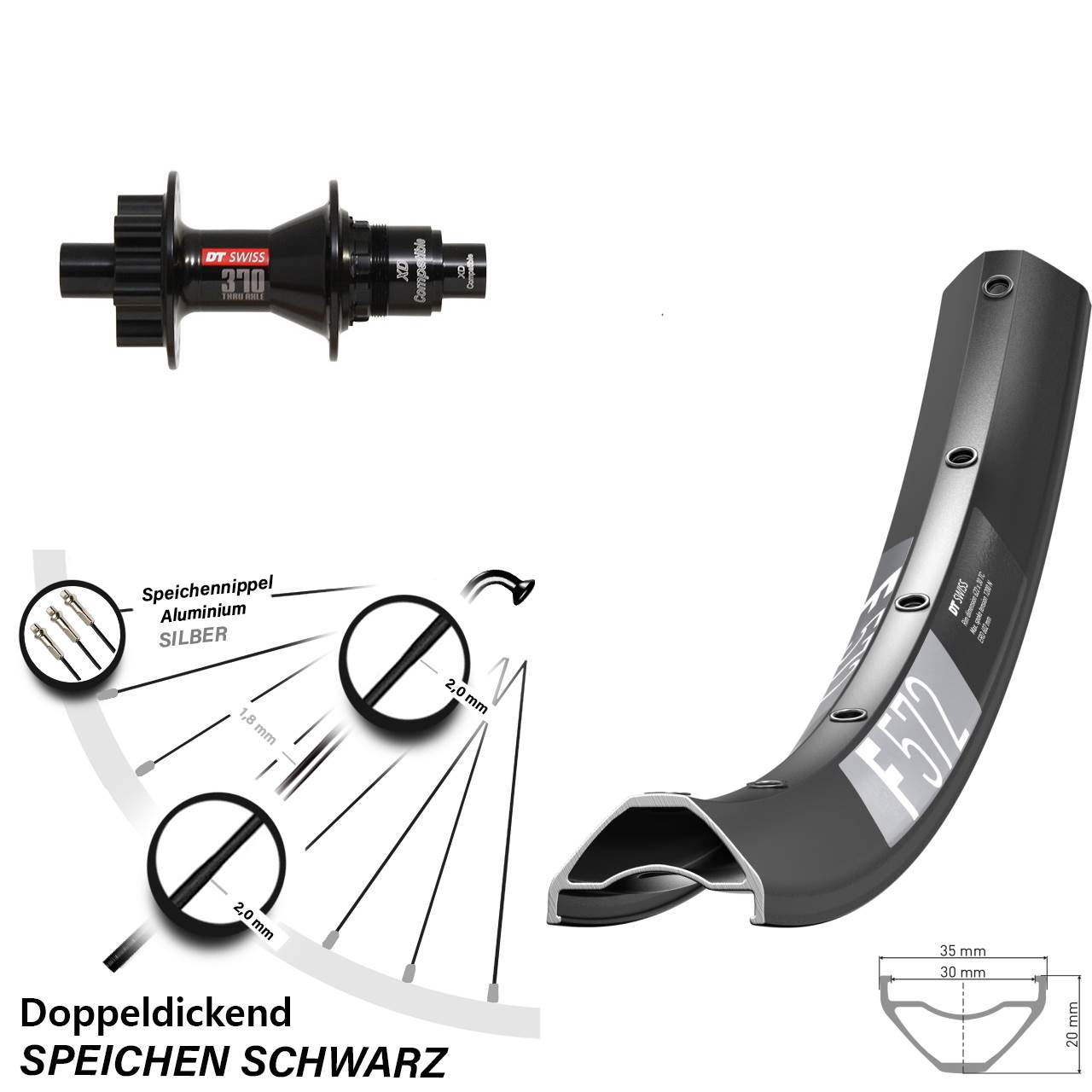 Hinterrad 6-Loch 29 Zoll DT Swiss F572-370 SRAM XD 12x142
