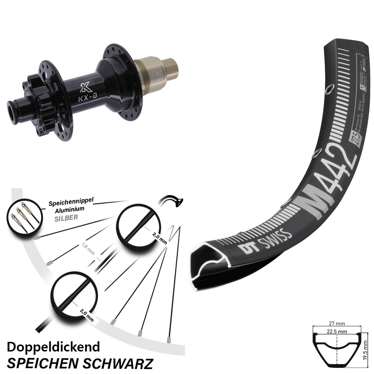 Disc Hinterrad 12x148 28 Zoll DT Swiss M442 KX-B XD