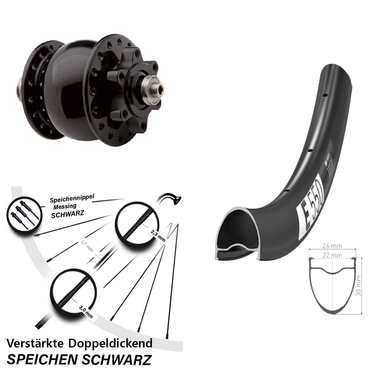 DT Swiss E550 SON 28 Zoll Disc Vorderrad mit Nabendynamo für Schnellspanner