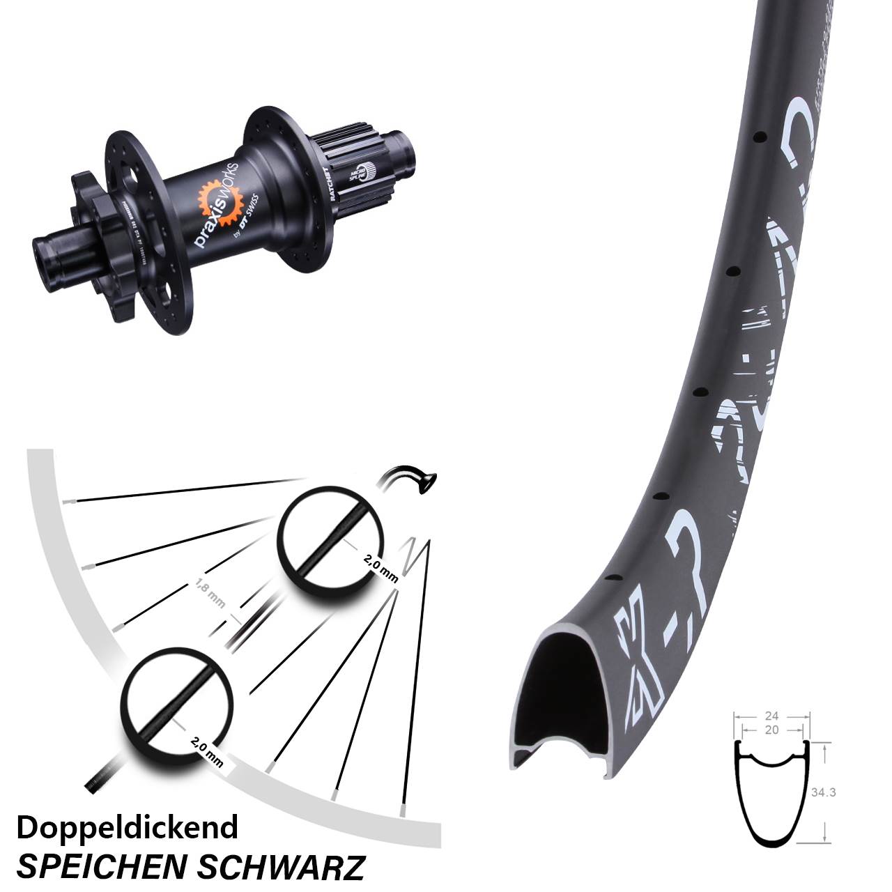 KX-R Road DT Swiss 350 28 Zoll 6-Loch Hinterrad 12x142 Micro Spline