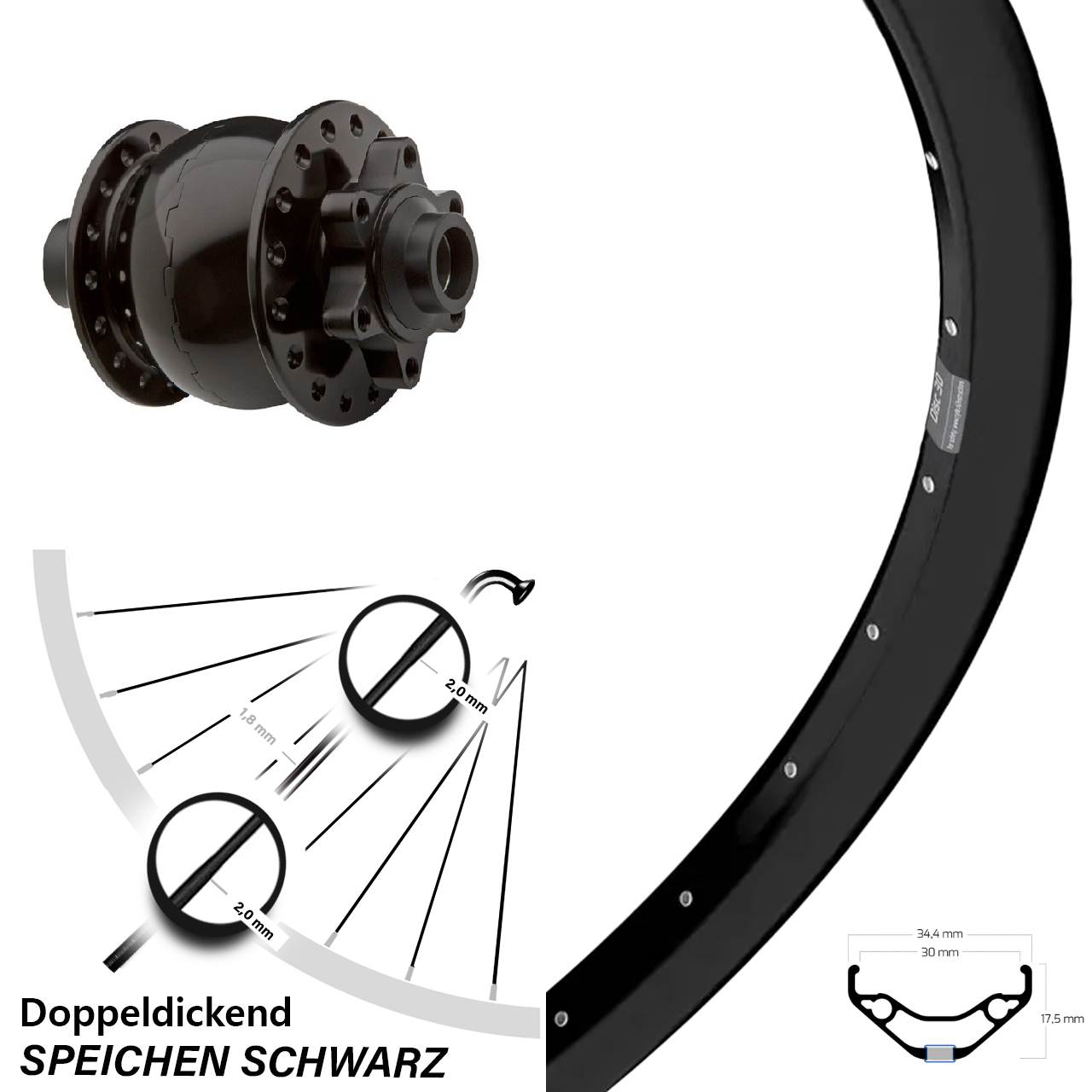 29 Zoll Ryde Disc 30 Vorderrad SON 28 15x100