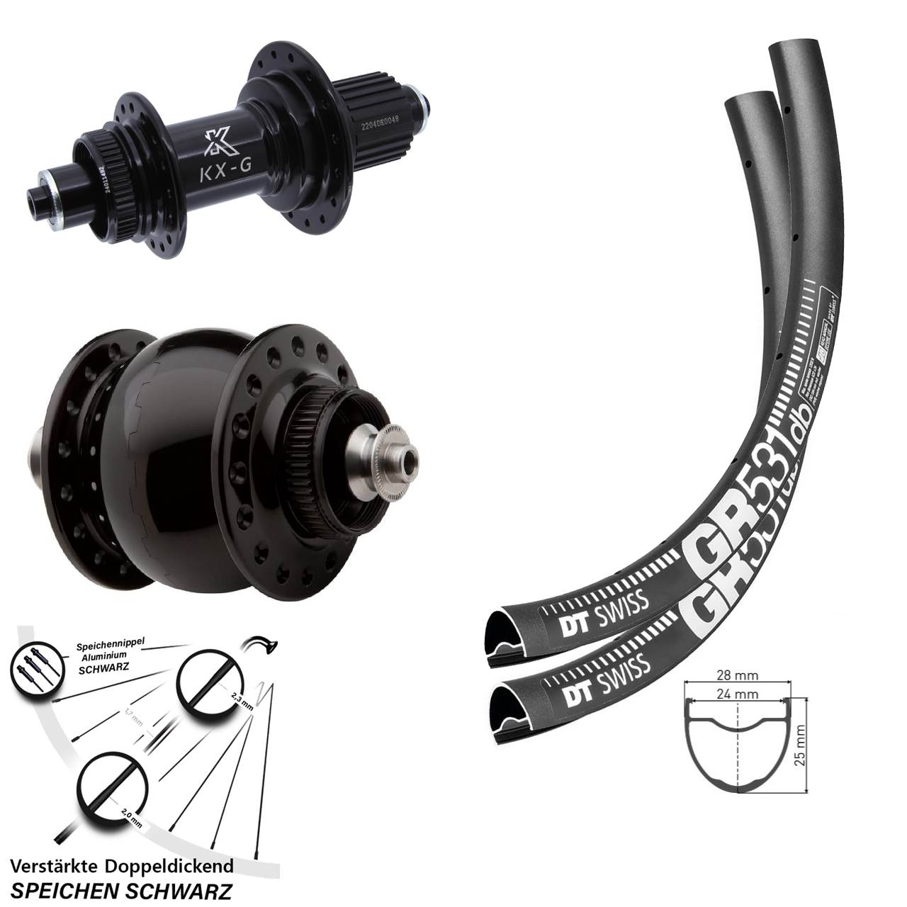 DT Swiss GR531 KX-GS Heavy Duty SON 28 27,5 Zoll Centerlock Laufradsatz QR Micro Spline