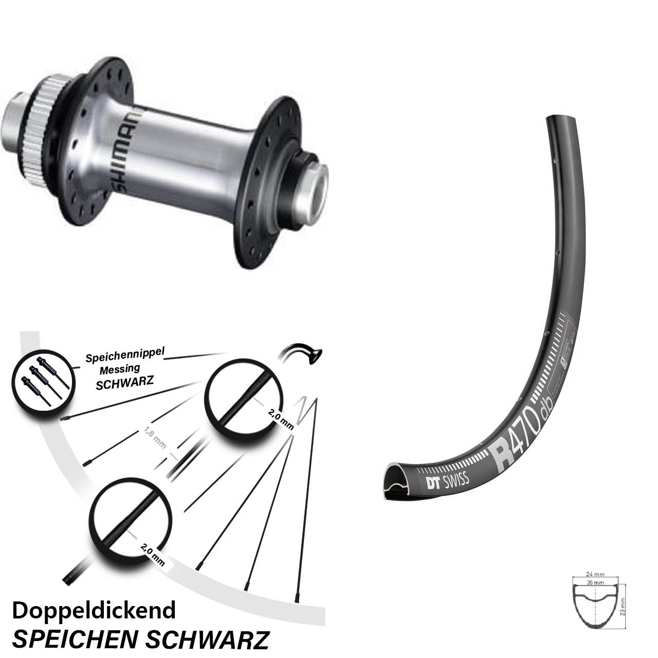 Vorderrad 28 Zoll DT Swiss R 470 Disc Shimano HB-RS770