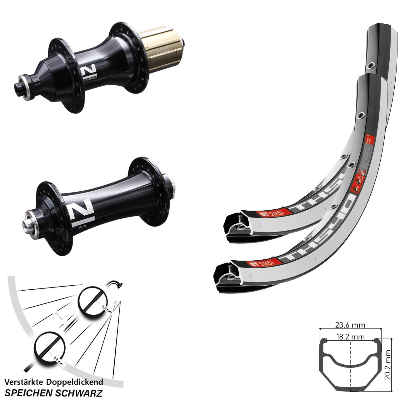 28 Zoll DT Swiss TK540 Novatec A141 SB/F-162SB Laufradsatz für Schnellspanner 8-12 fach