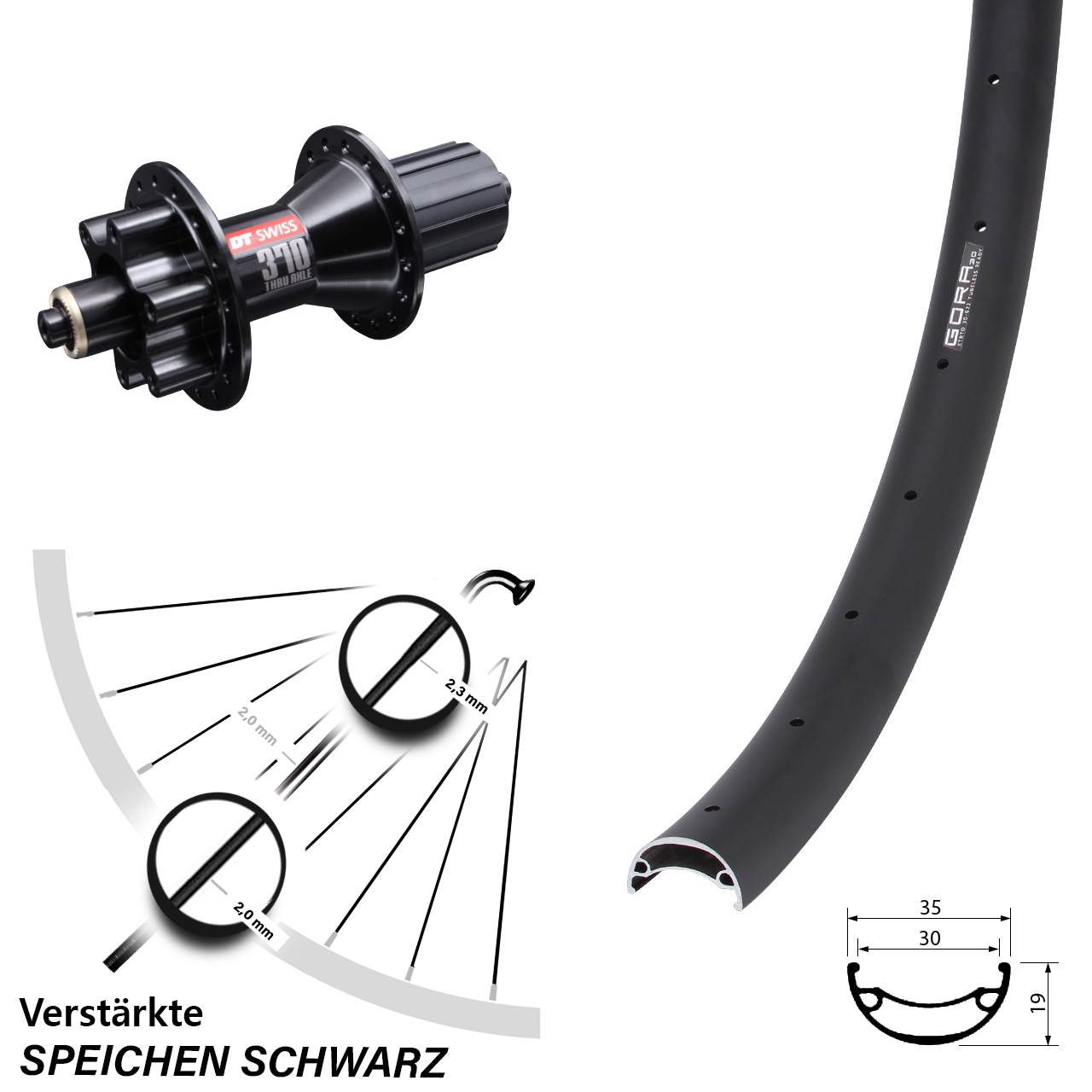 Gora 30 DT Swiss 370 Hybrid 29 Zoll Disc Hinterrad QR 8-11 fach
