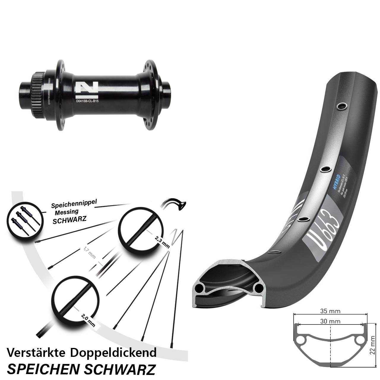 DT Swiss U663 Novatec D041SB 27,5 Zoll Vorderrad Centerlock 15x110 Boost