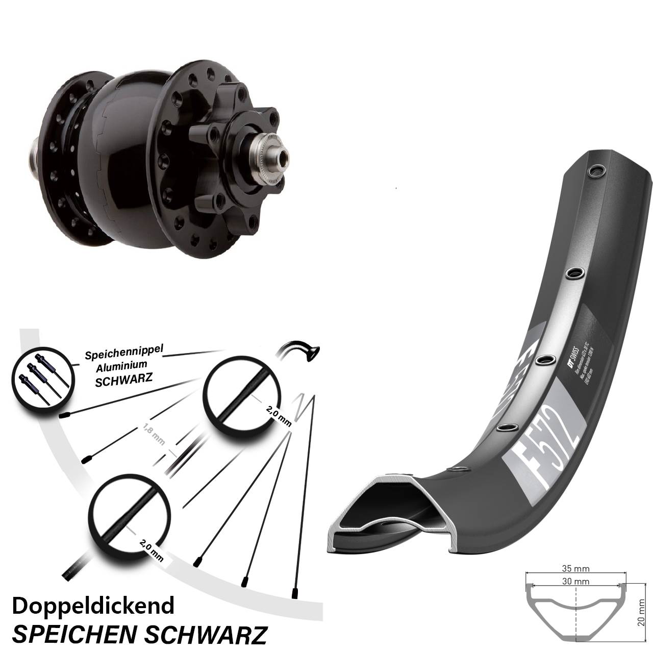 Disc Nabendynamolaufrad QR 29 Zoll DT Swiss F 572 SON 28