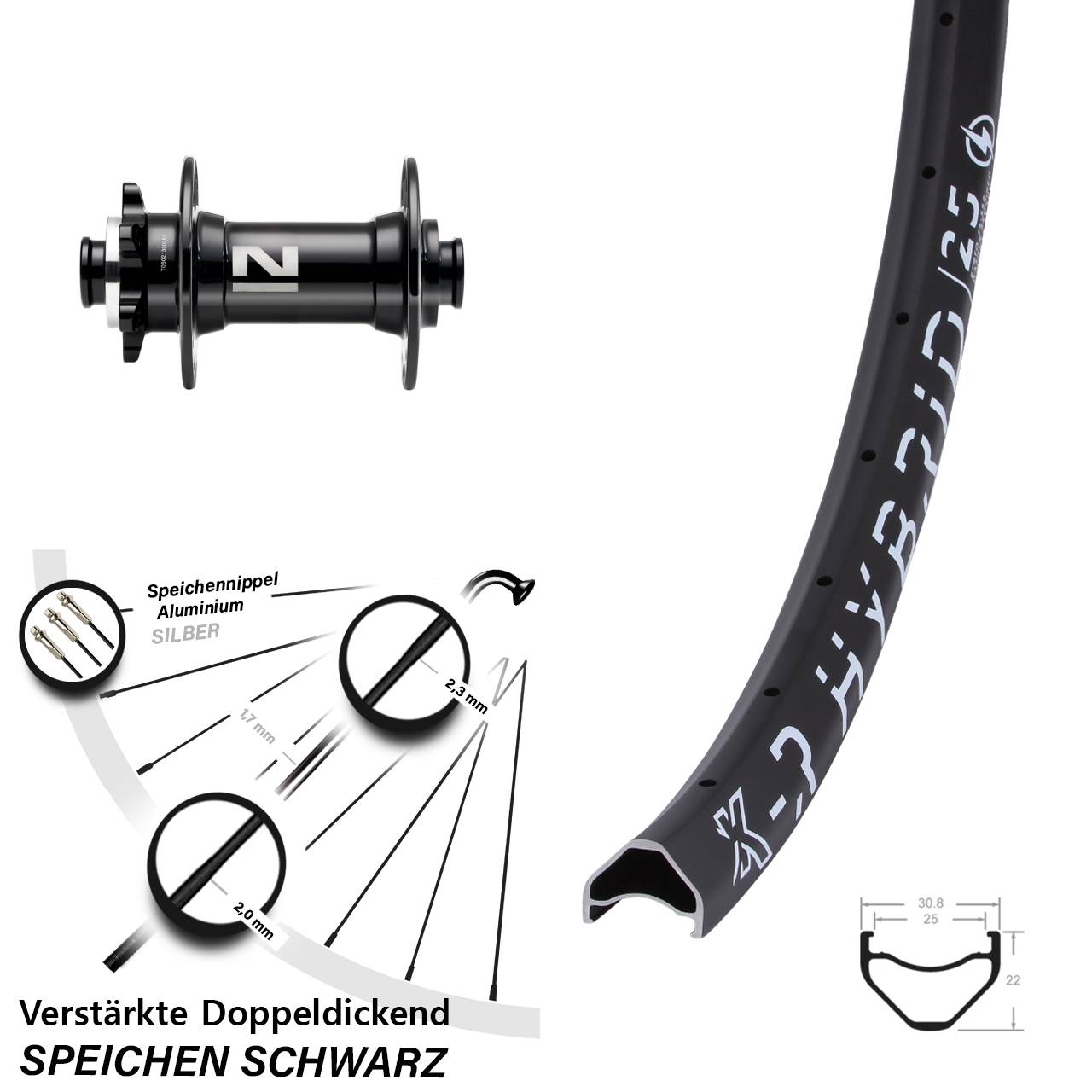 28 Zoll KX-R Hybrid 25 Novatec D041SB Disc Laufrad 15x110 Boost