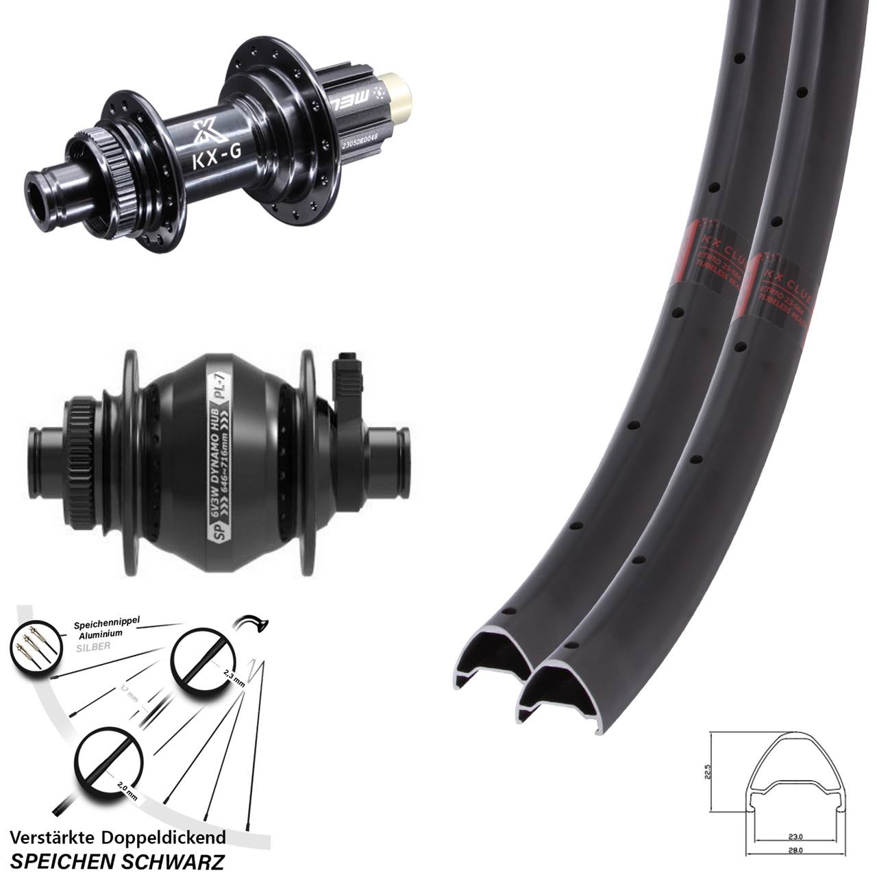 Laufradsatz Centerlock 28 Zoll KX-G Clue Shutter PL-7 Campagnolo N3W 12x100/142