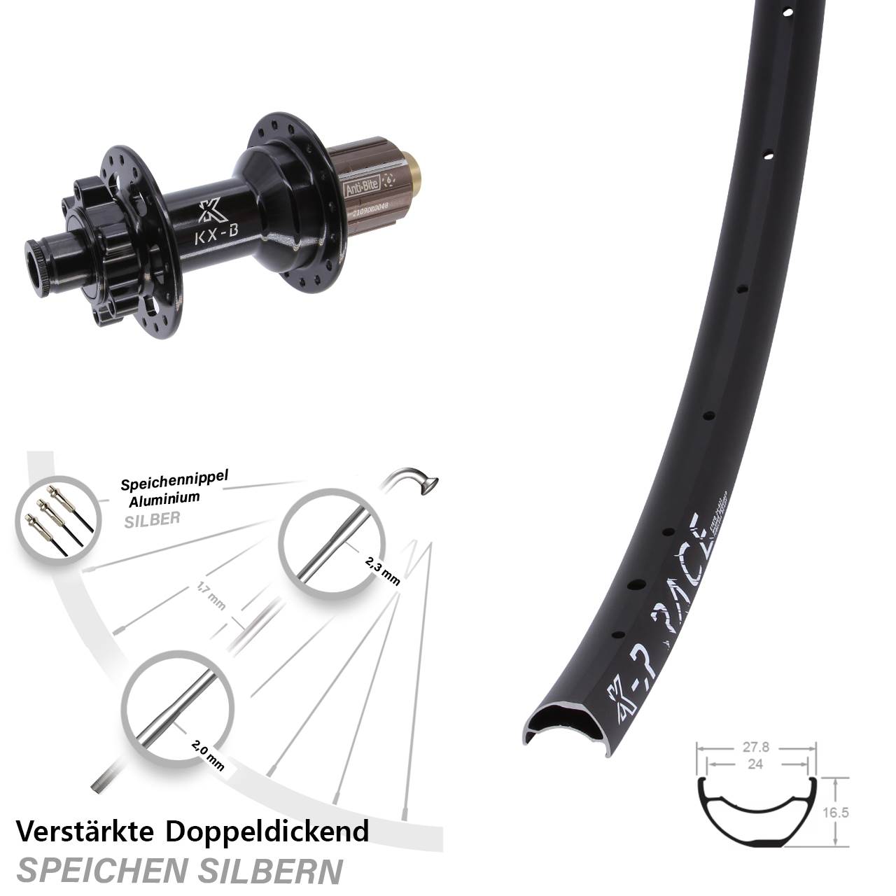 KXR-B Race Hinterrad 6-Loch 12x148 Boost 8-11 fach HG