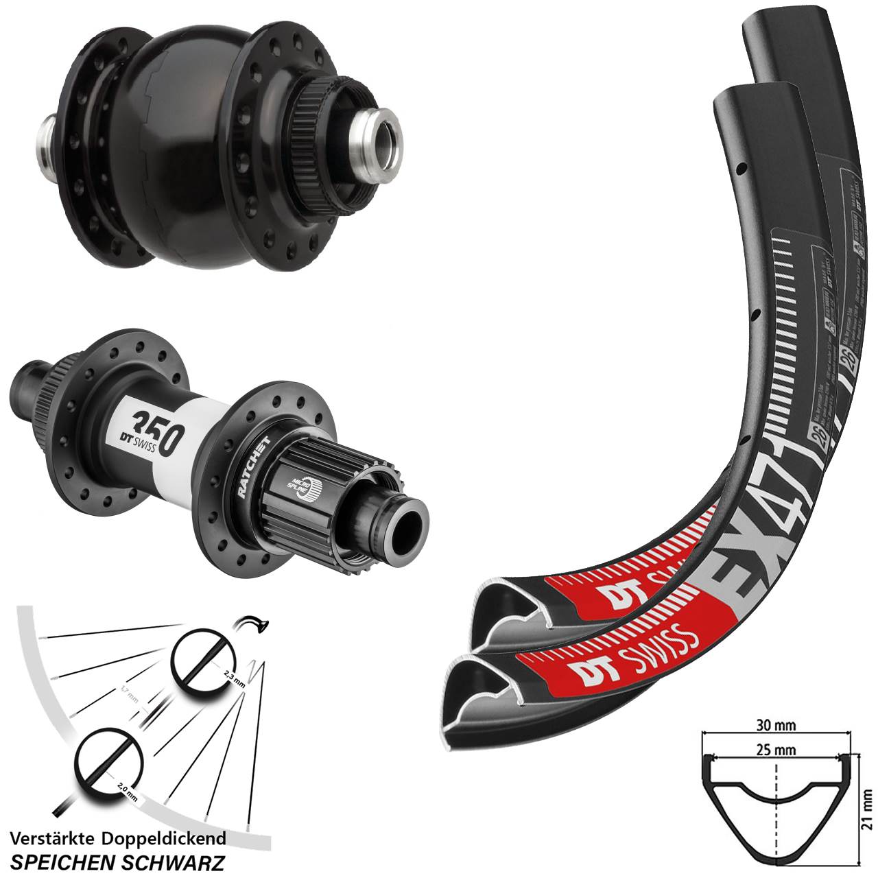 26 Zoll DT Swiss EX471 SON delux 350 Micro Spline Centerlock Laufradsatz 12x100/142