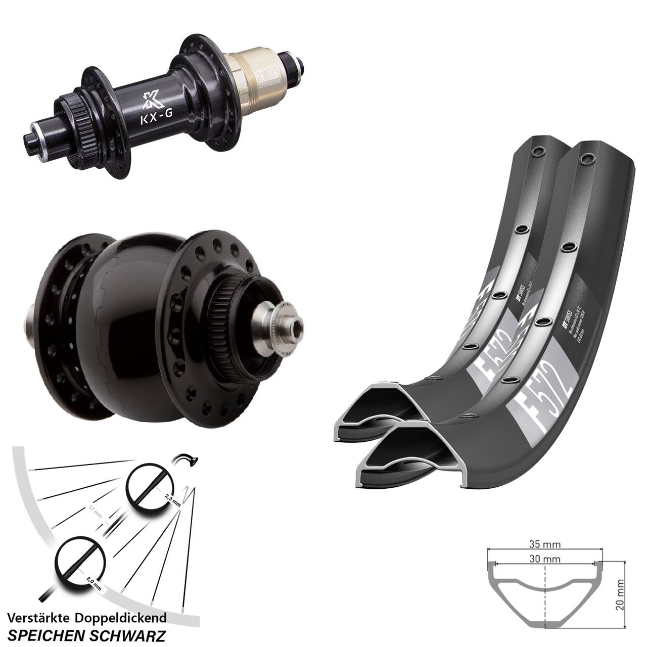 DT Swiss F 572 KX-G SON delux 29 Zoll Centerlock Laufradsatz QR XDR