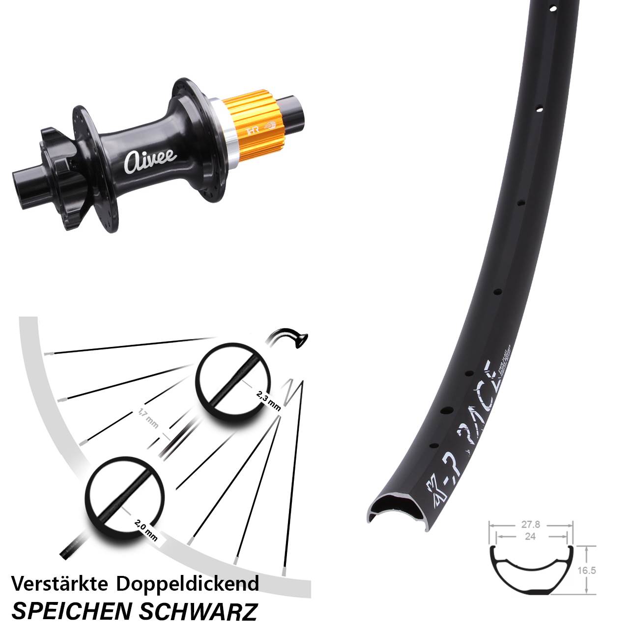 Disc Hinterrad 12x148 29 Zoll KX-R Race Aivee Shimano Micro Spline