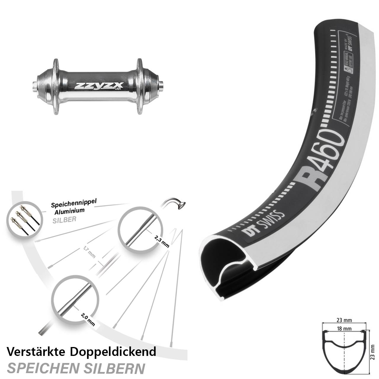 DT Swiss R 460 Formula 28 Zoll Vorderrad QR