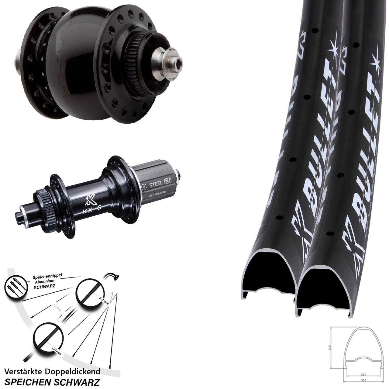KX-GS Bullet Heavy Duty SONdelux 28 Zoll Centerlock Laufradsatz QR 8-12 fach HG