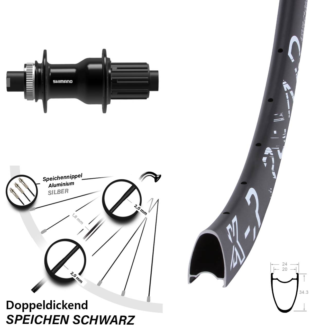 Disc Hinterrad 28 Zoll KX-R Road Shimano FH-TC500 11-12 fach 12x142