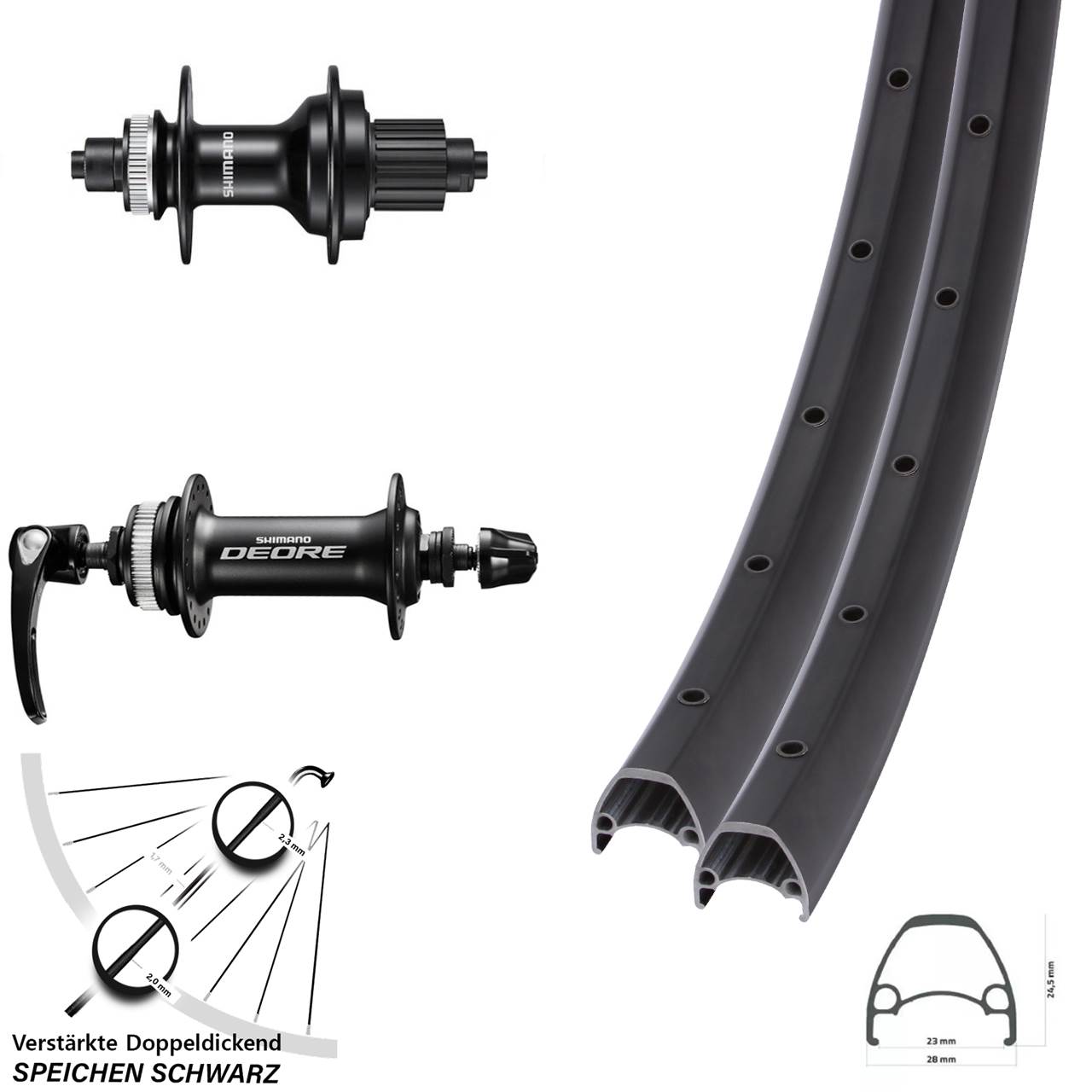 Disc Laufradsatz 28-29 Zoll Ambrosio Sport Shimano FH-MT500 HB-M6000 Micro Spline QR