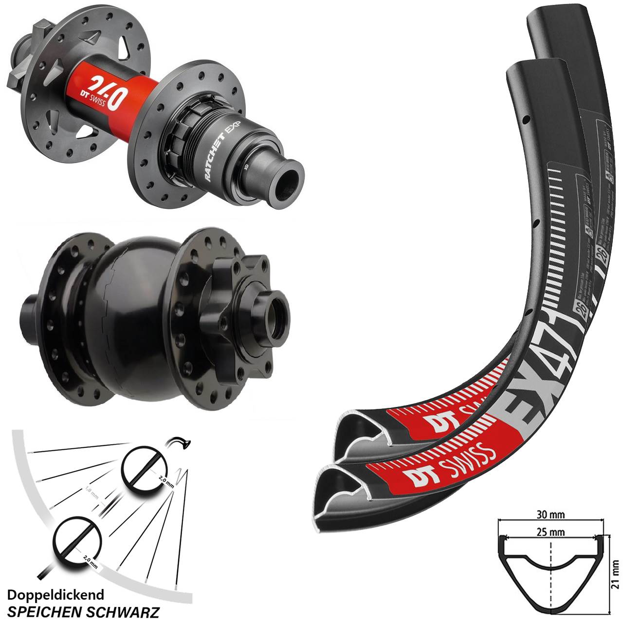 Disc Laufrad-Satz 15x110 12x148 26 Zoll DT Swiss EX 471 240 EXP SON 28 SRAM XD