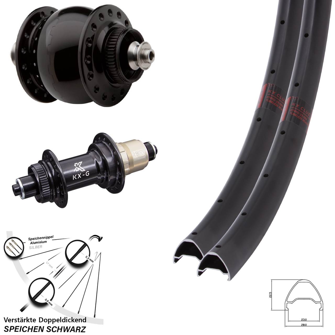 Laufradsatz für Schnellspanner 29 Zoll KX-G Clue SON 28 XDR 11-12 fach