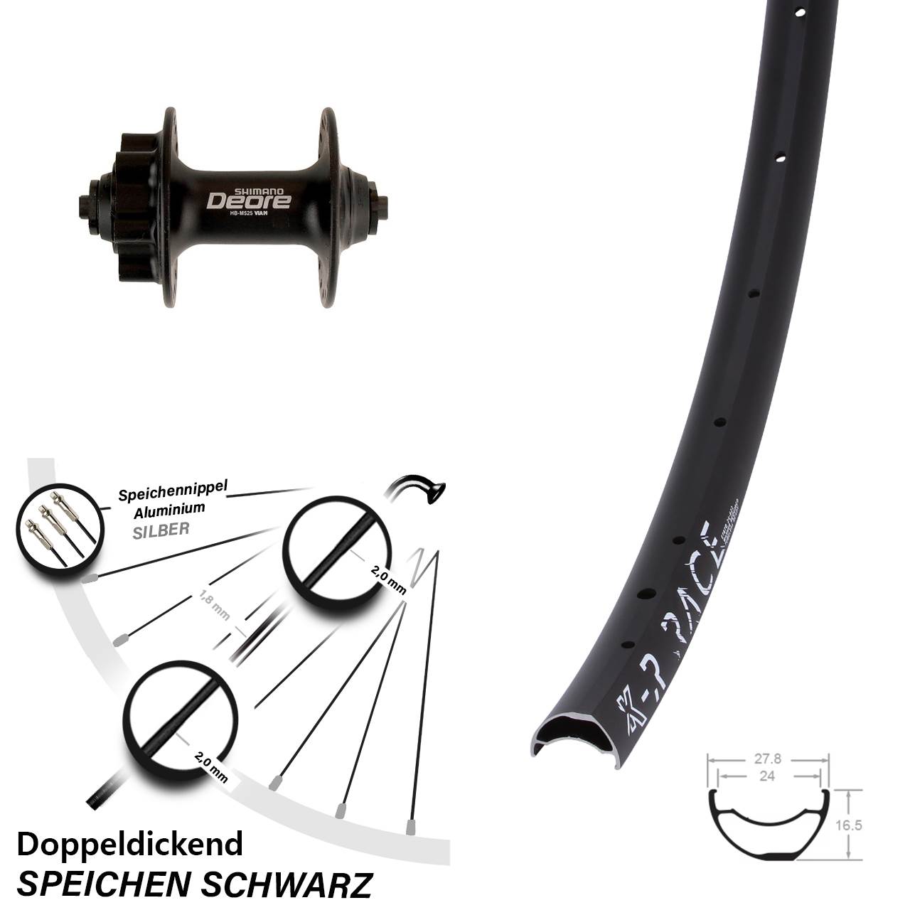 28-29 Zoll KX-R Race Shimano Deore Disc Vorderrad für Schnellspanner