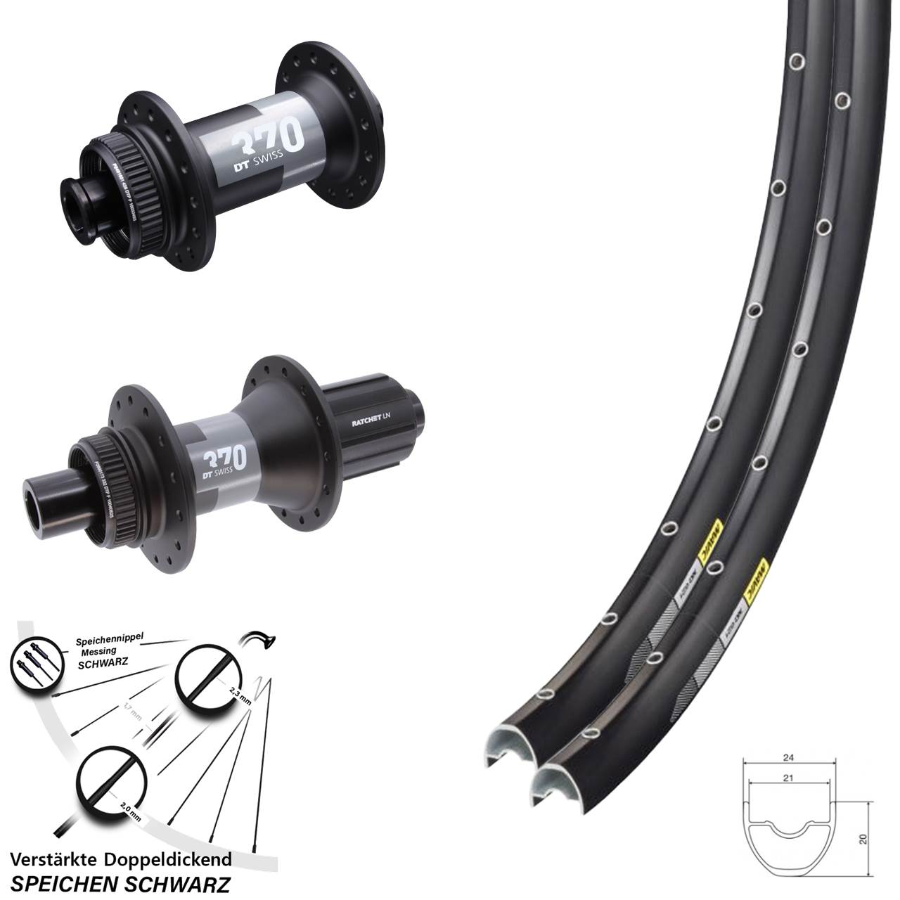 Disc Laufrad-Satz 29 Zoll Mavic XC 621 DT Swiss 370 11-12 fach 12x100/142