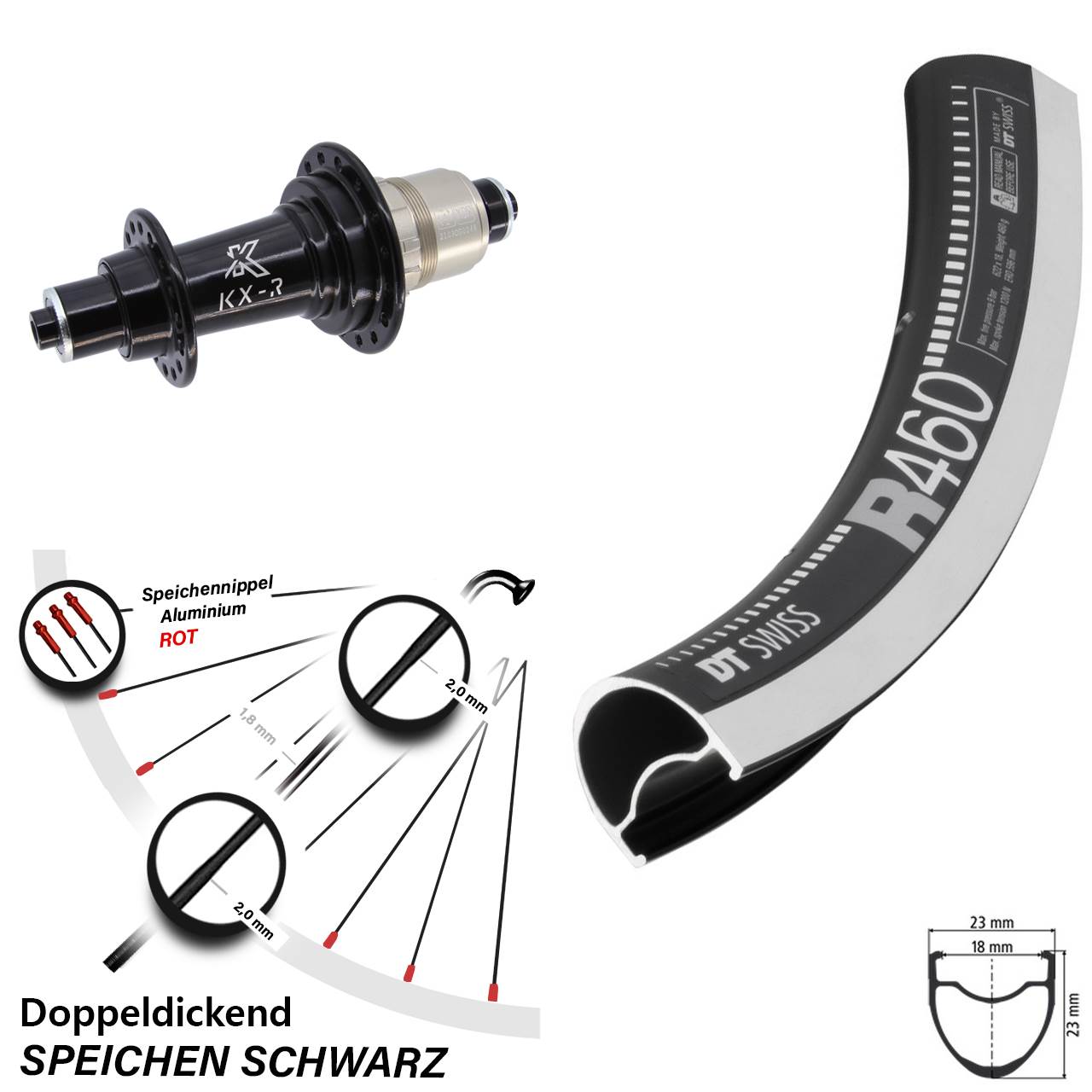 28 Zoll Hinterrad 5x130 XD-R DT Swiss R460 KX-R