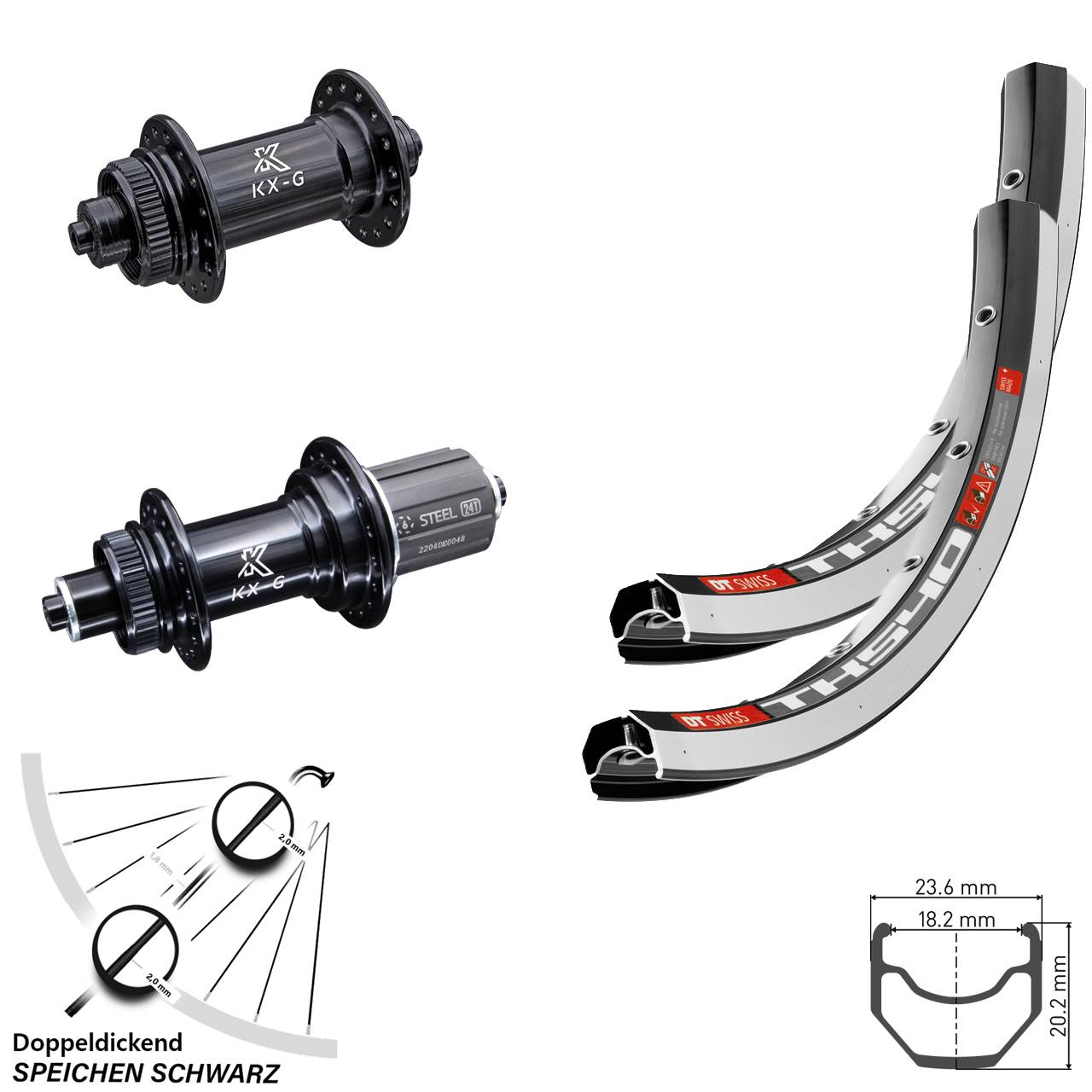 28 Zoll DT Swiss TK540 KX-GS Laufradsatz für Schnellspanner 8-12 fach HG