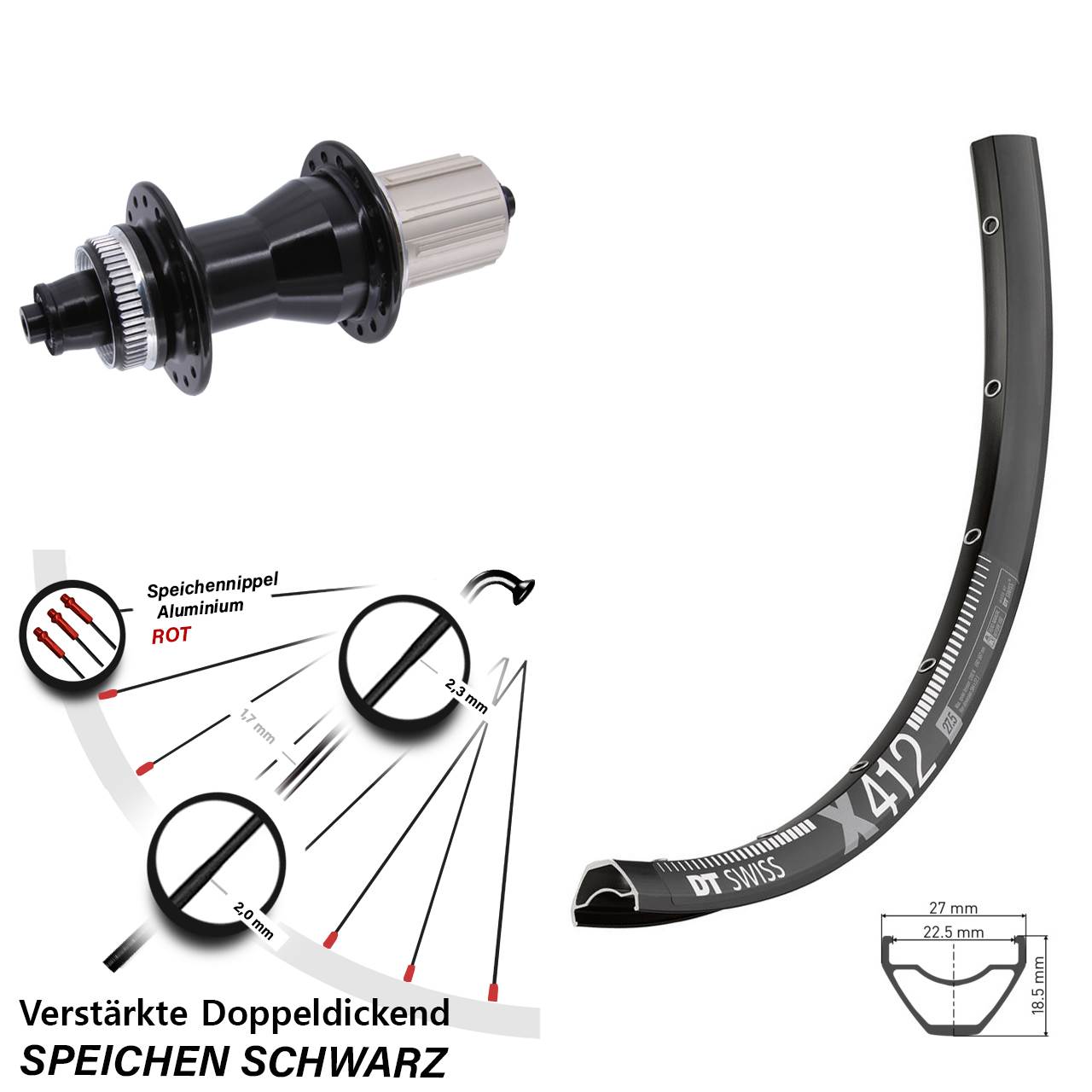 DT Swiss X412 Novatec CL-135 29 Zoll Disc Hinterrad für Schnellspanner 8-12 fach HG