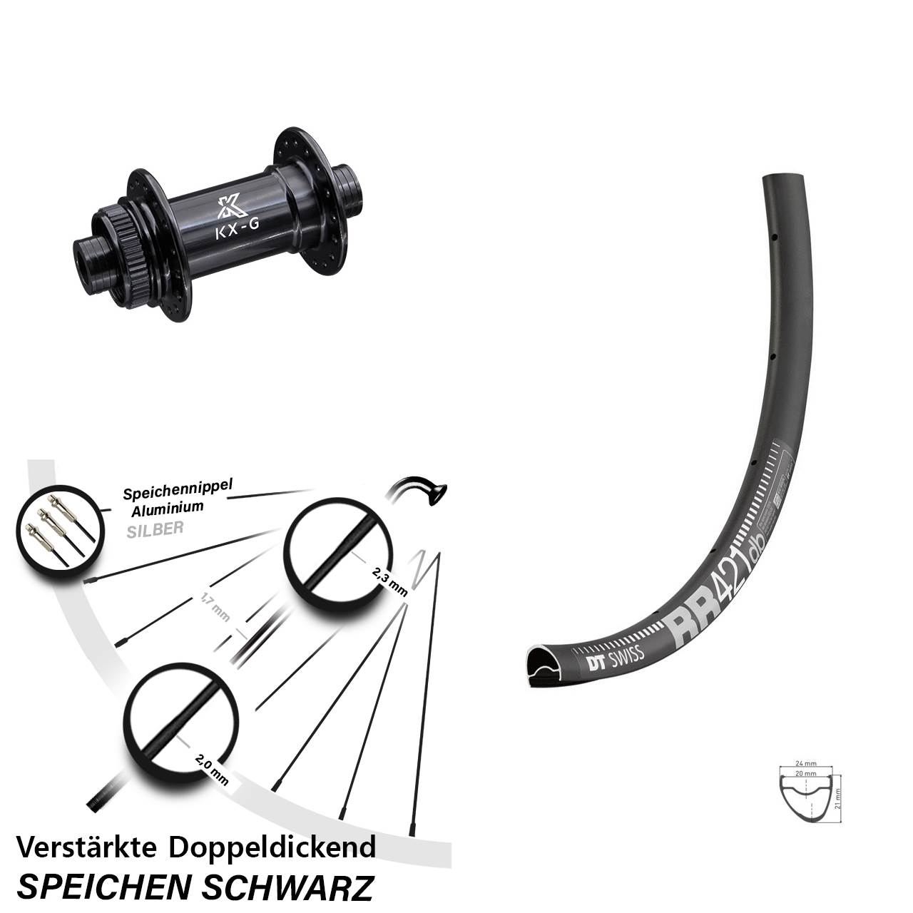 28 Zoll DT Swiss RR421 KX-G Disc Laufrad 15x100