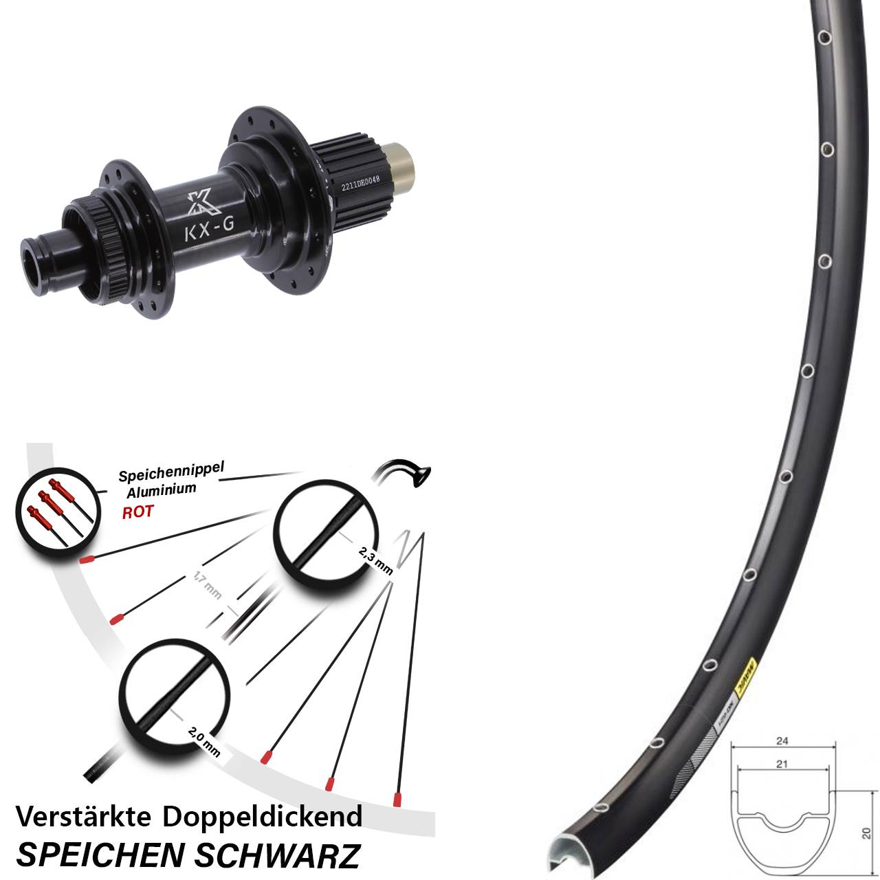 Hinterrad 29 Zoll Mavic XC621 KX-G Centerlock Micro Spline schwarz 12x142