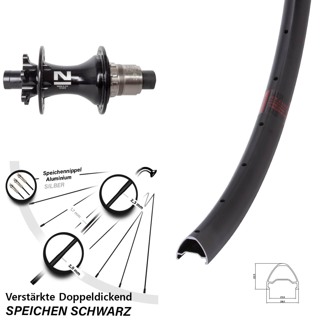 650B KX Clue Novatec D462SB Boost 6-Loch Hinterrad 12x148 Boost XD