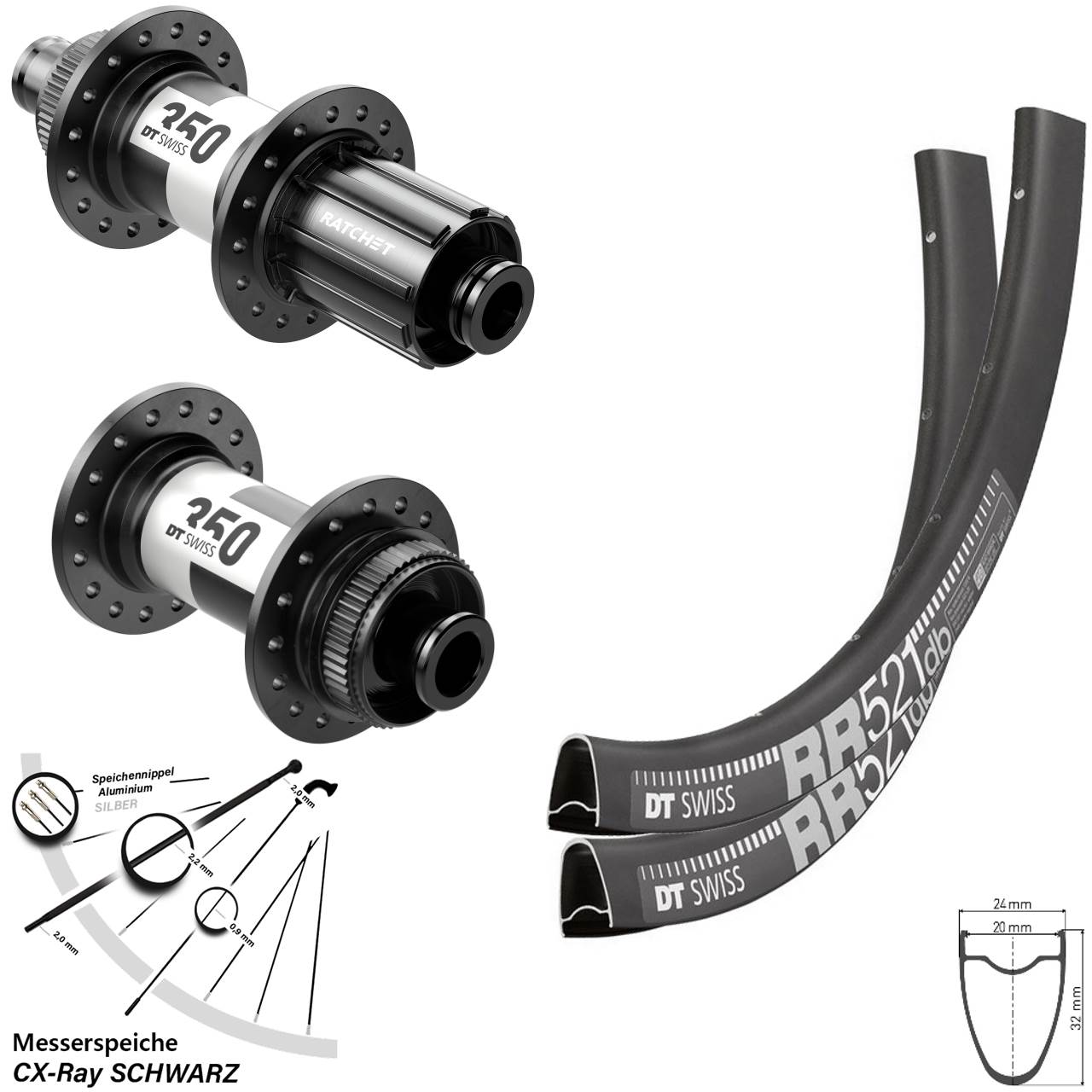 Disc Laufrad-Satz 12x100/142 28 Zoll DT Swiss RR521-350 11-12 fach CX-Ray