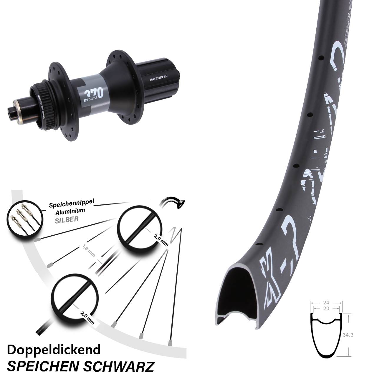 Hinterrad 28 Zoll R Road DT Swiss 370 8-12 fach