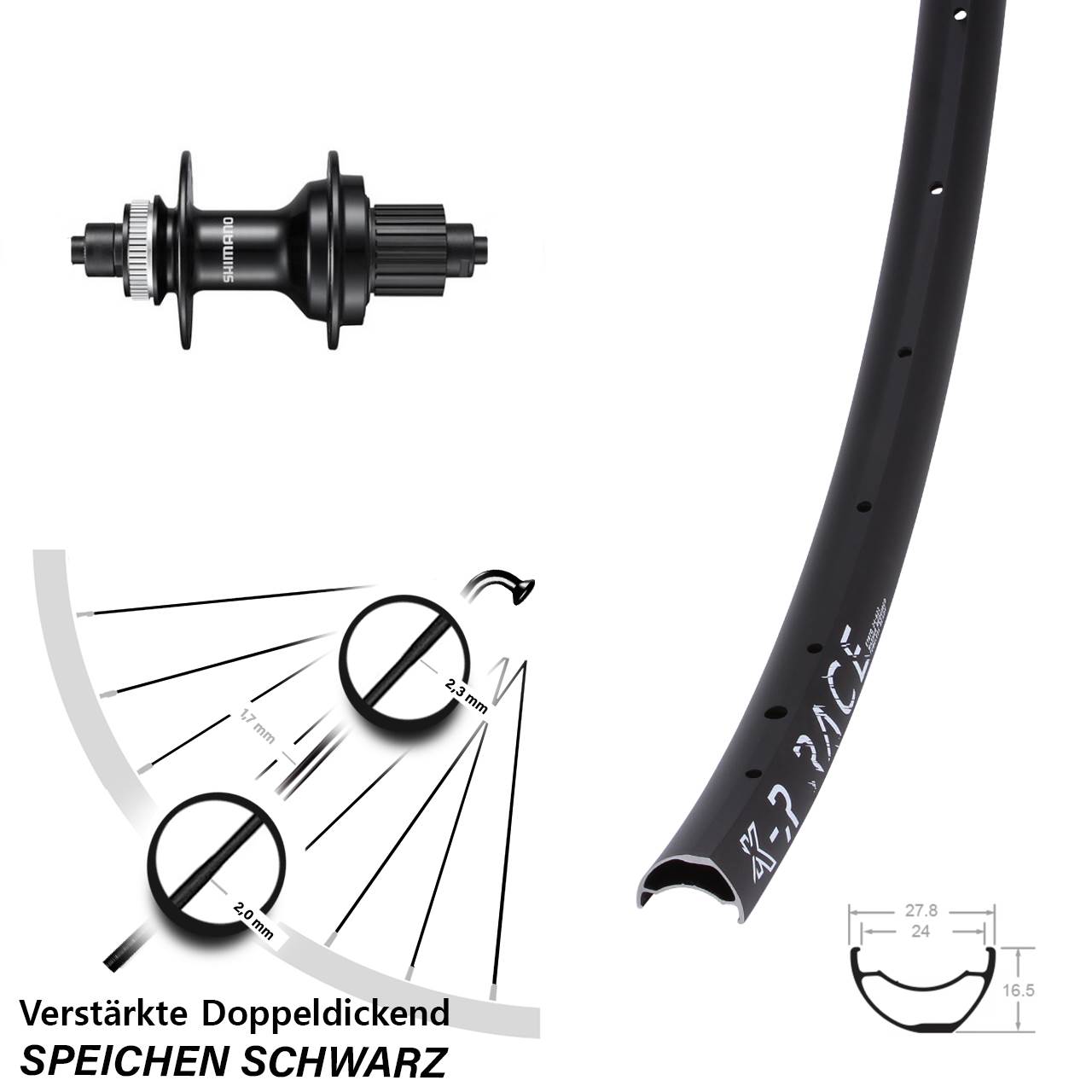 Centerlock Hinterrad für Schnellspanner 28-29 Zoll KX-R Race Shimano FH-MT500 Micro Spline