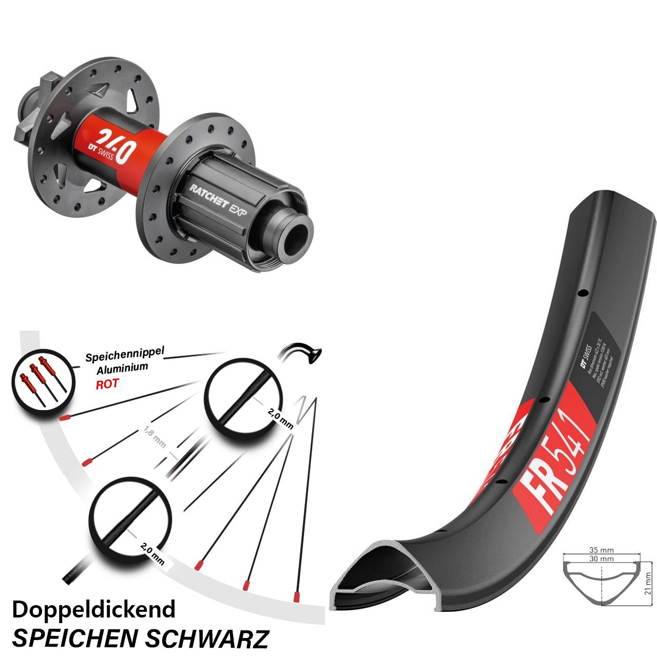 27,5 Zoll DT Swiss FR 541-240 EXP Hinterrad 6-Loch 12x148 8-11 fach