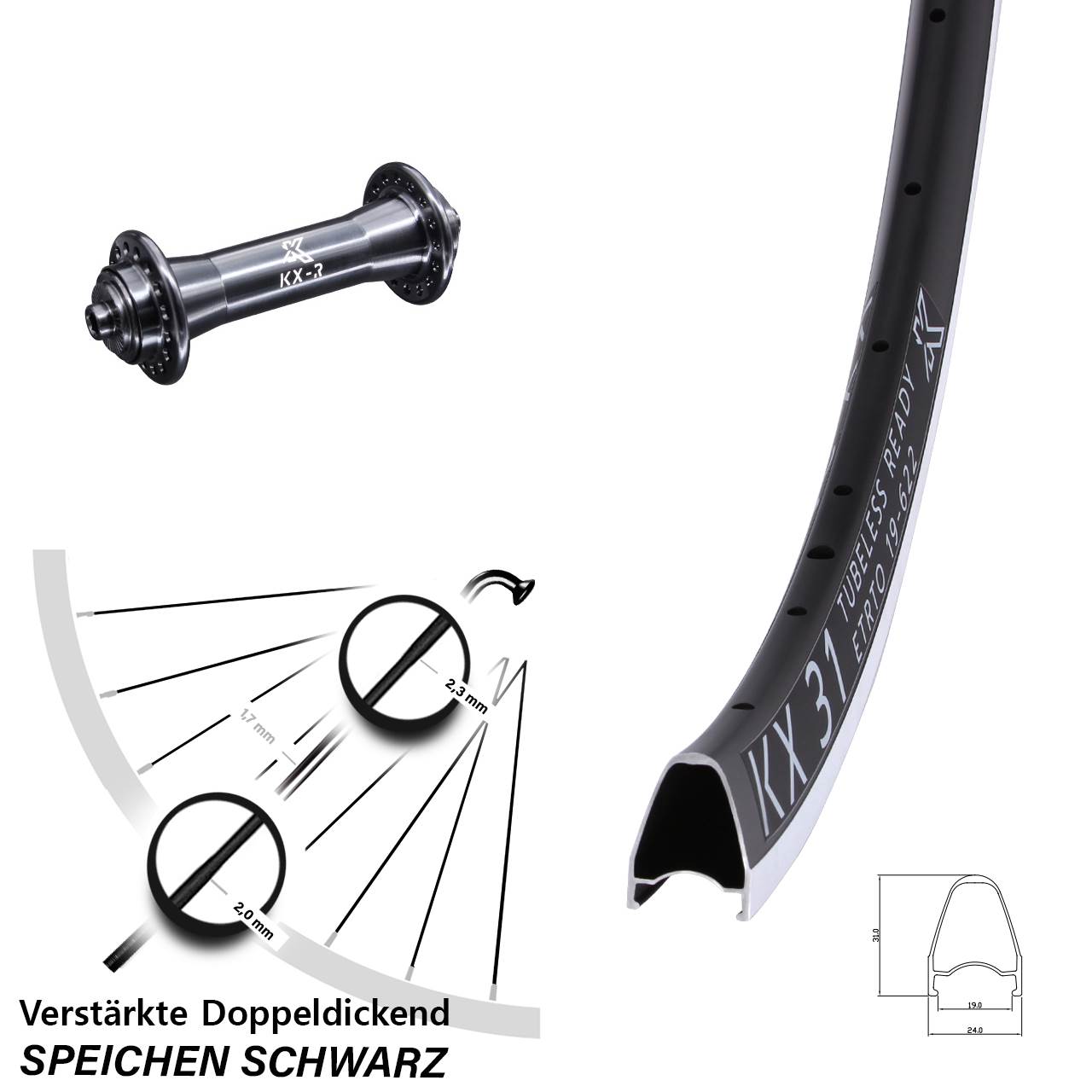 Vorderrad 28 Zoll KX R 31 QR