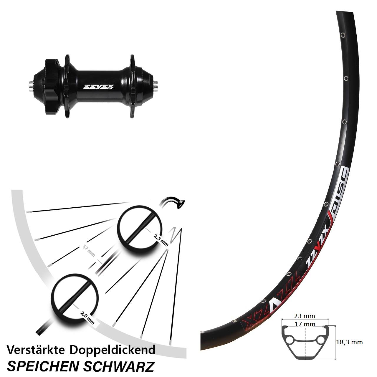 26 Zoll Mach1 Formula Vorderrad 6-Loch QR